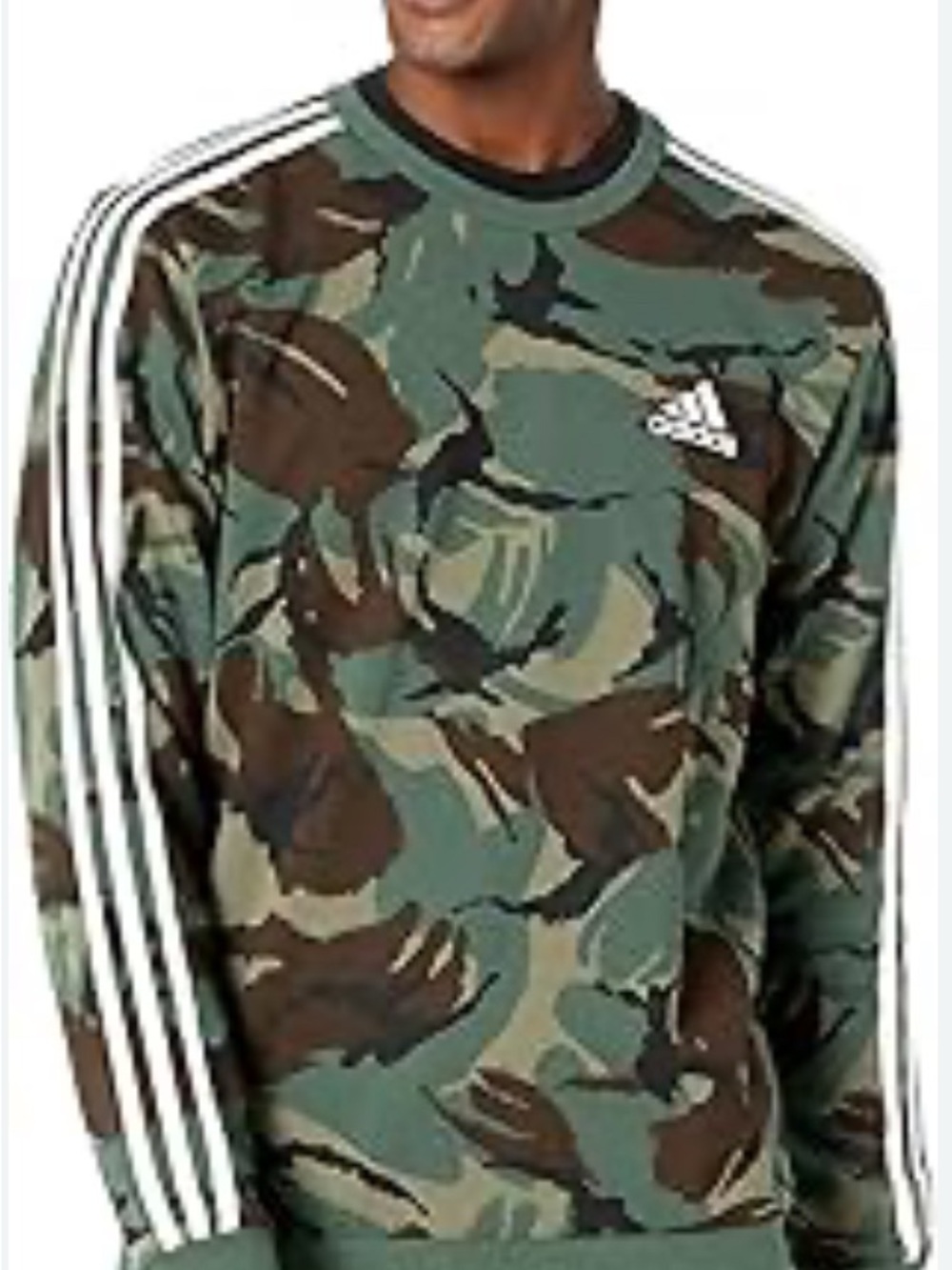 Adidas Essentials Sweatshirt in a Legacy Green camouflage print Size Small